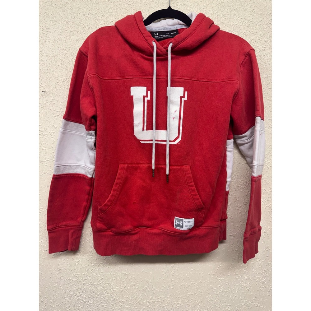 Under Armour Utah Utes Hoodie Mens Small Red White NCAA Football College